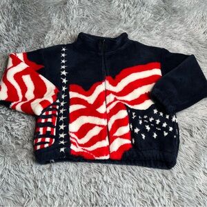 Black Mountain Outdoor Jacket Boys 8 Fleece American Flag Full Zip Blue Red